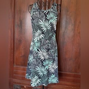 Tropical Leaf Print Sun Dress